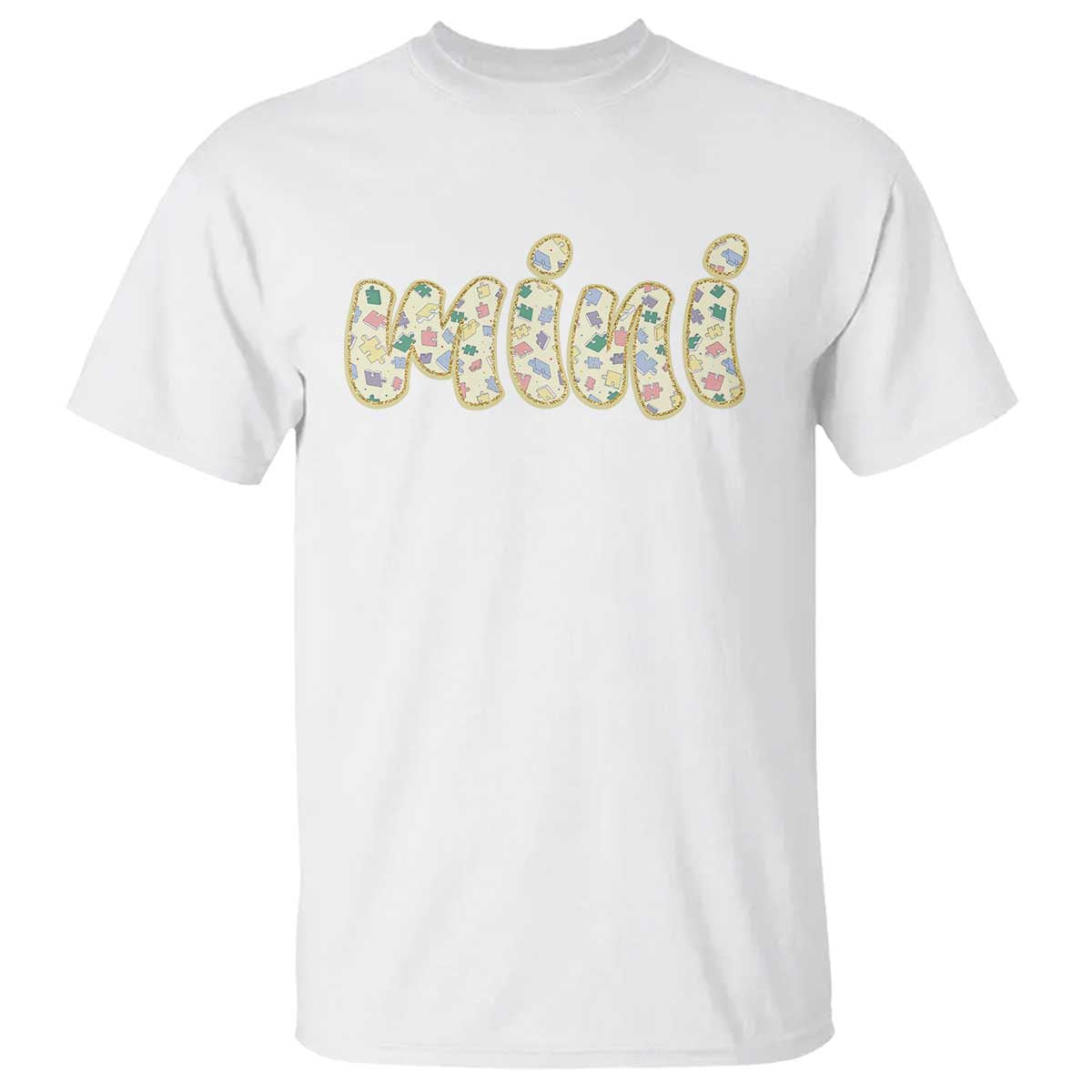 Autism Mini T Shirt Autism Support Mental Health Puzzle Glitter Print