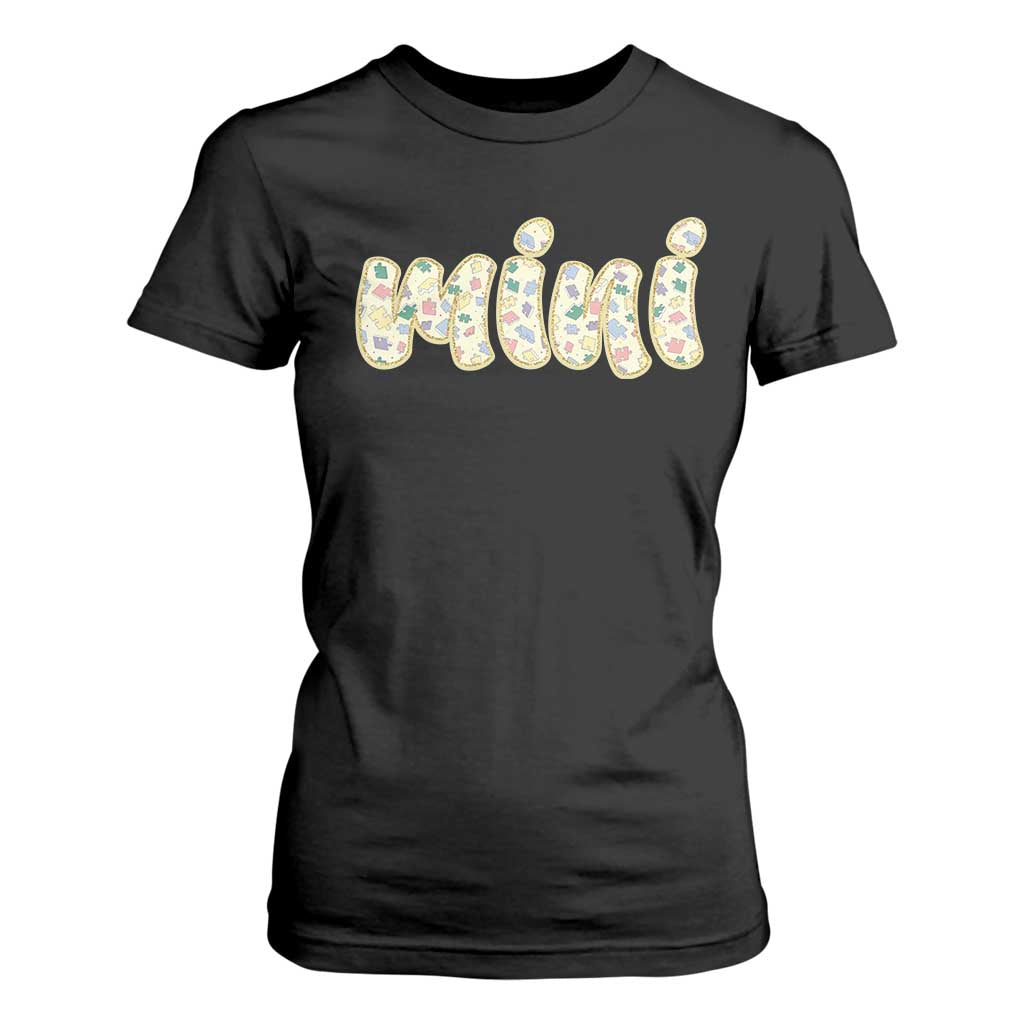 Autism Mini T Shirt For Women Autism Support Mental Health Puzzle Glitter Print