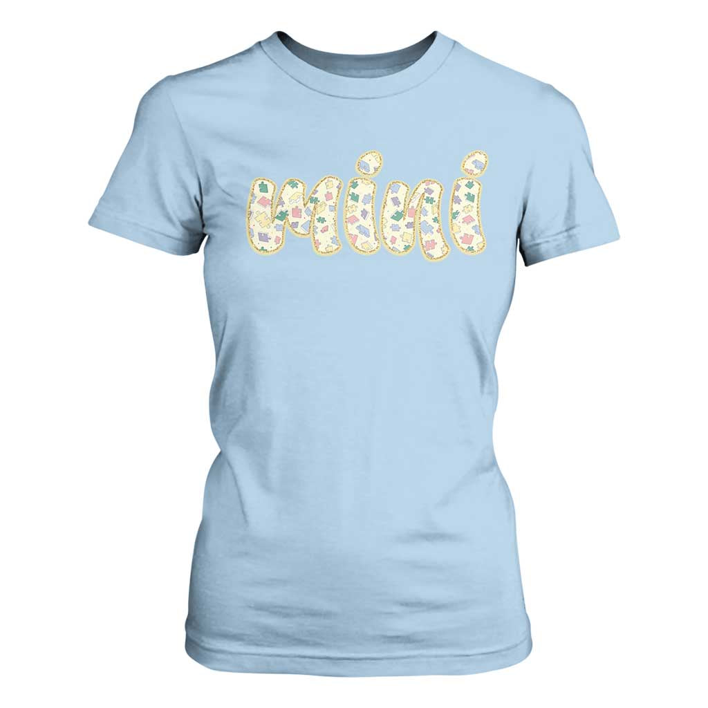 Autism Mini T Shirt For Women Autism Support Mental Health Puzzle Glitter Print