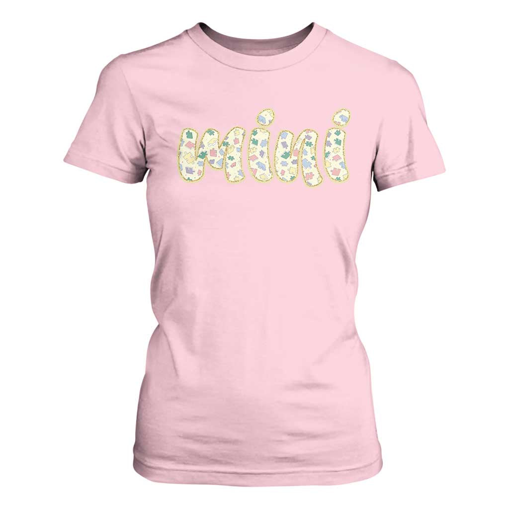 Autism Mini T Shirt For Women Autism Support Mental Health Puzzle Glitter Print