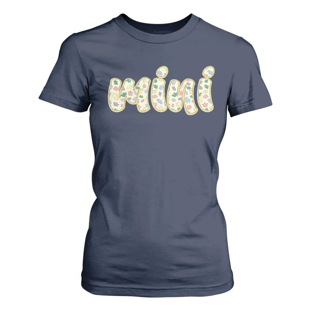 Autism Mini T Shirt For Women Autism Support Mental Health Puzzle Glitter Print