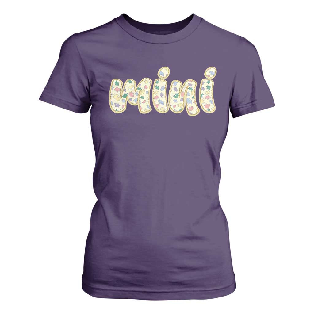Autism Mini T Shirt For Women Autism Support Mental Health Puzzle Glitter Print