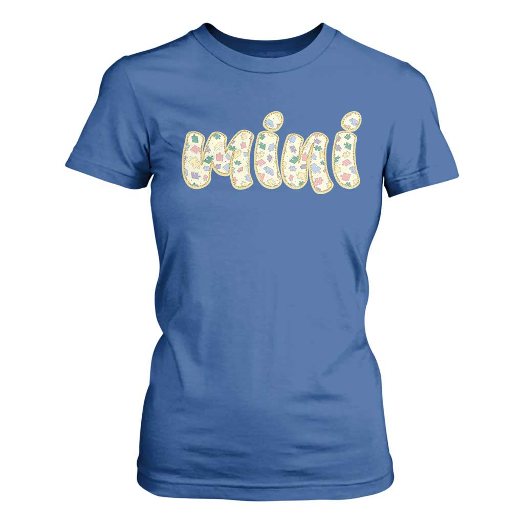 Autism Mini T Shirt For Women Autism Support Mental Health Puzzle Glitter Print