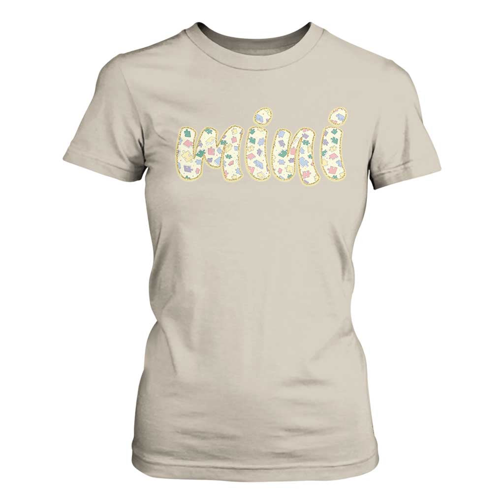 Autism Mini T Shirt For Women Autism Support Mental Health Puzzle Glitter Print