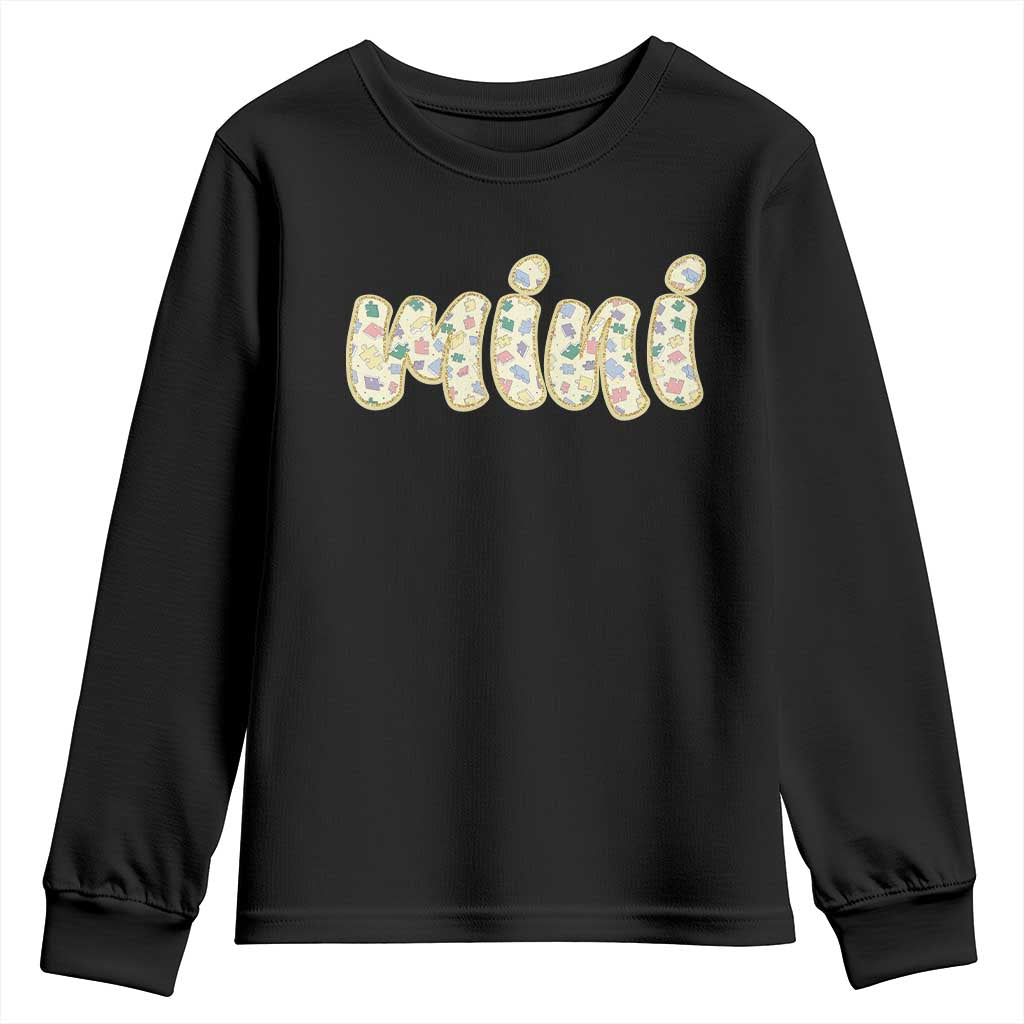 Autism Mini Youth Sweatshirt Autism Support Mental Health Puzzle Glitter Print