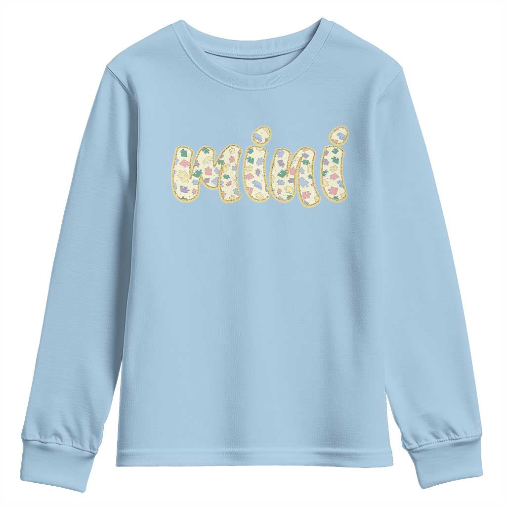 Autism Mini Youth Sweatshirt Autism Support Mental Health Puzzle Glitter Print
