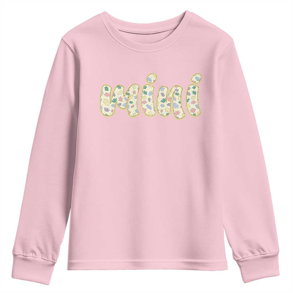 Autism Mini Youth Sweatshirt Autism Support Mental Health Puzzle Glitter Print