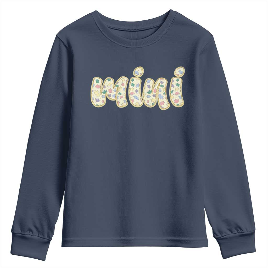 Autism Mini Youth Sweatshirt Autism Support Mental Health Puzzle Glitter Print