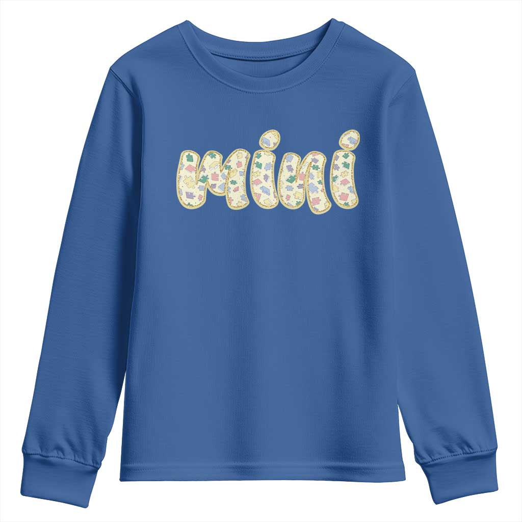 Autism Mini Youth Sweatshirt Autism Support Mental Health Puzzle Glitter Print