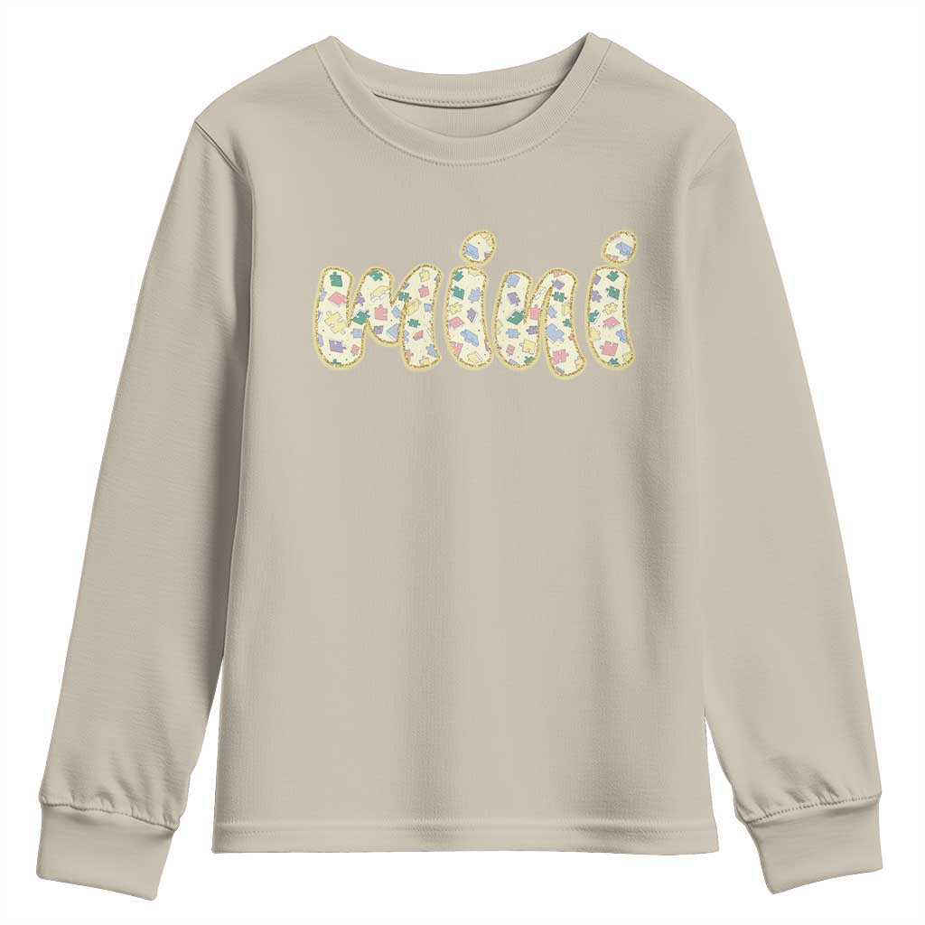 Autism Mini Youth Sweatshirt Autism Support Mental Health Puzzle Glitter Print