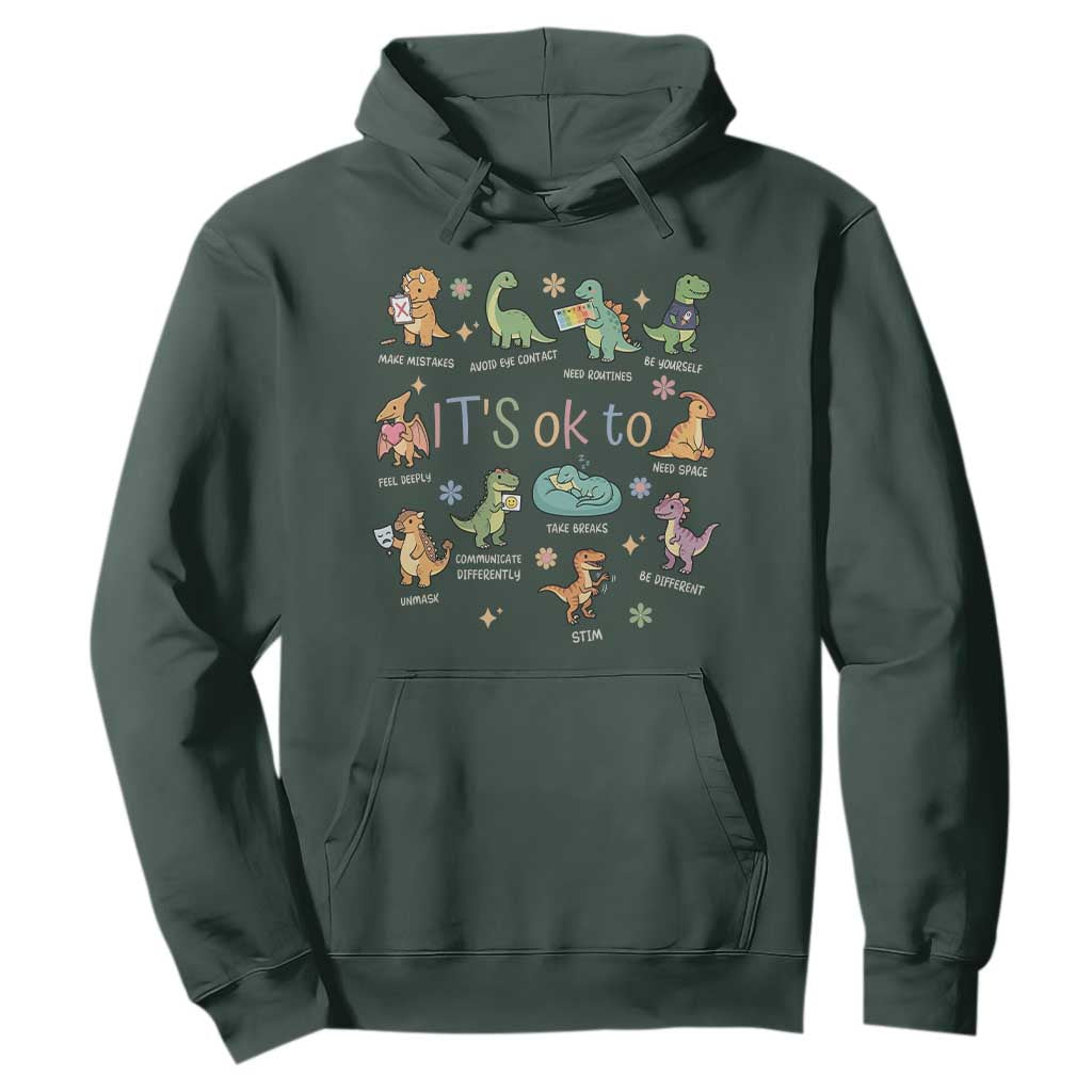 Dinosaur Autism Support Hoodie It Is Okay to Be Different Dino Lover