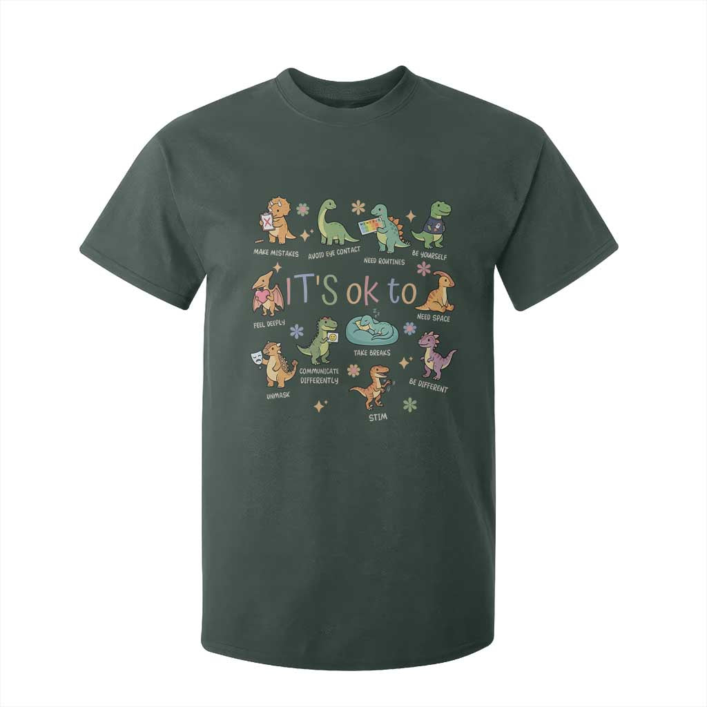 Dinosaur Autism Support T Shirt For Kid It Is Okay to Be Different Dino Lover