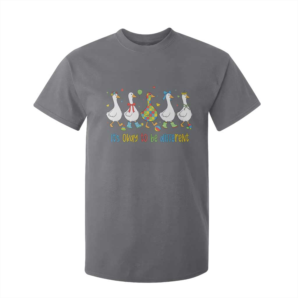 Funny Autistic Goose T Shirt For Kid It Is Okay To Be Different Autism Awareness