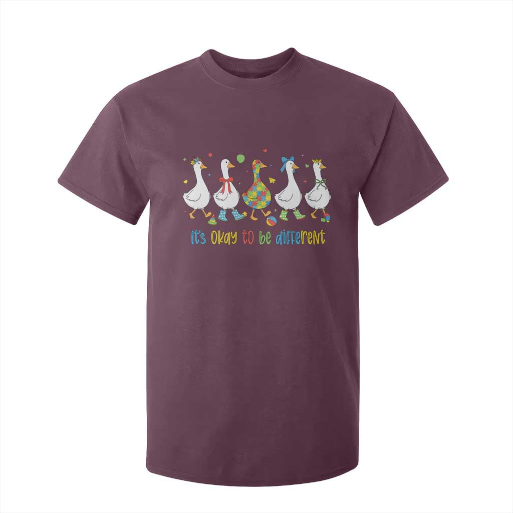 Funny Autistic Goose T Shirt For Kid It Is Okay To Be Different Autism Awareness