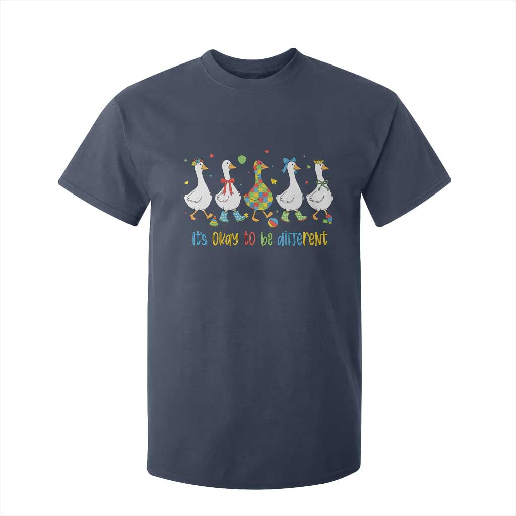 Funny Autistic Goose T Shirt For Kid It Is Okay To Be Different Autism Awareness