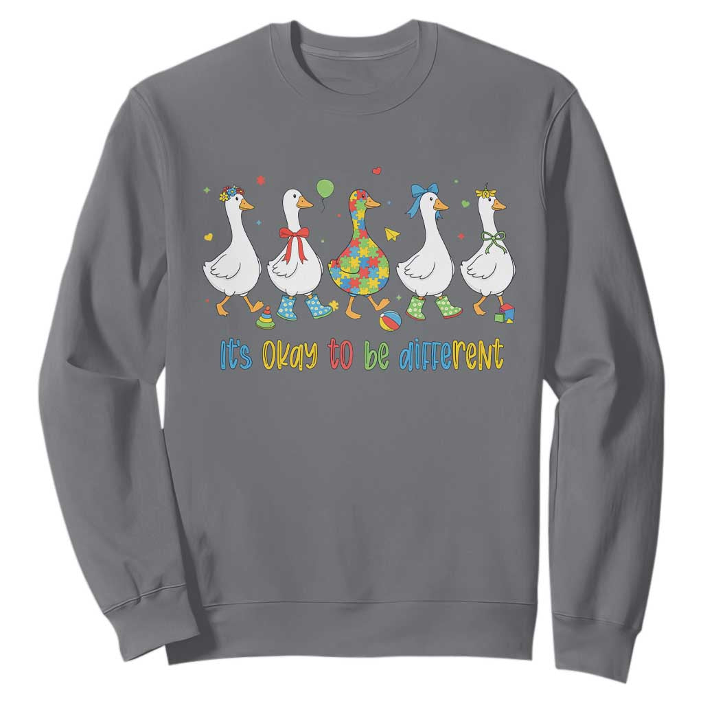 Funny Autistic Goose Sweatshirt It Is Okay To Be Different Autism Awareness