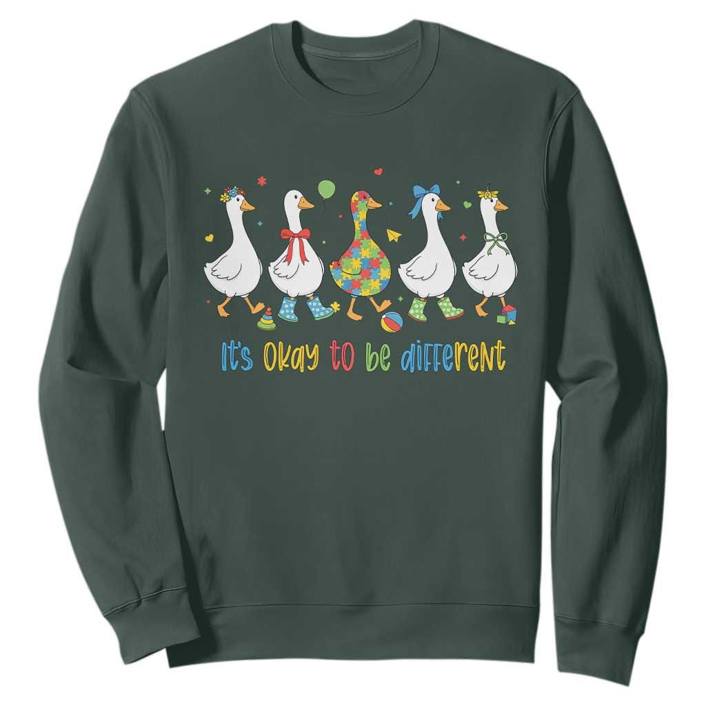 Funny Autistic Goose Sweatshirt It Is Okay To Be Different Autism Awareness