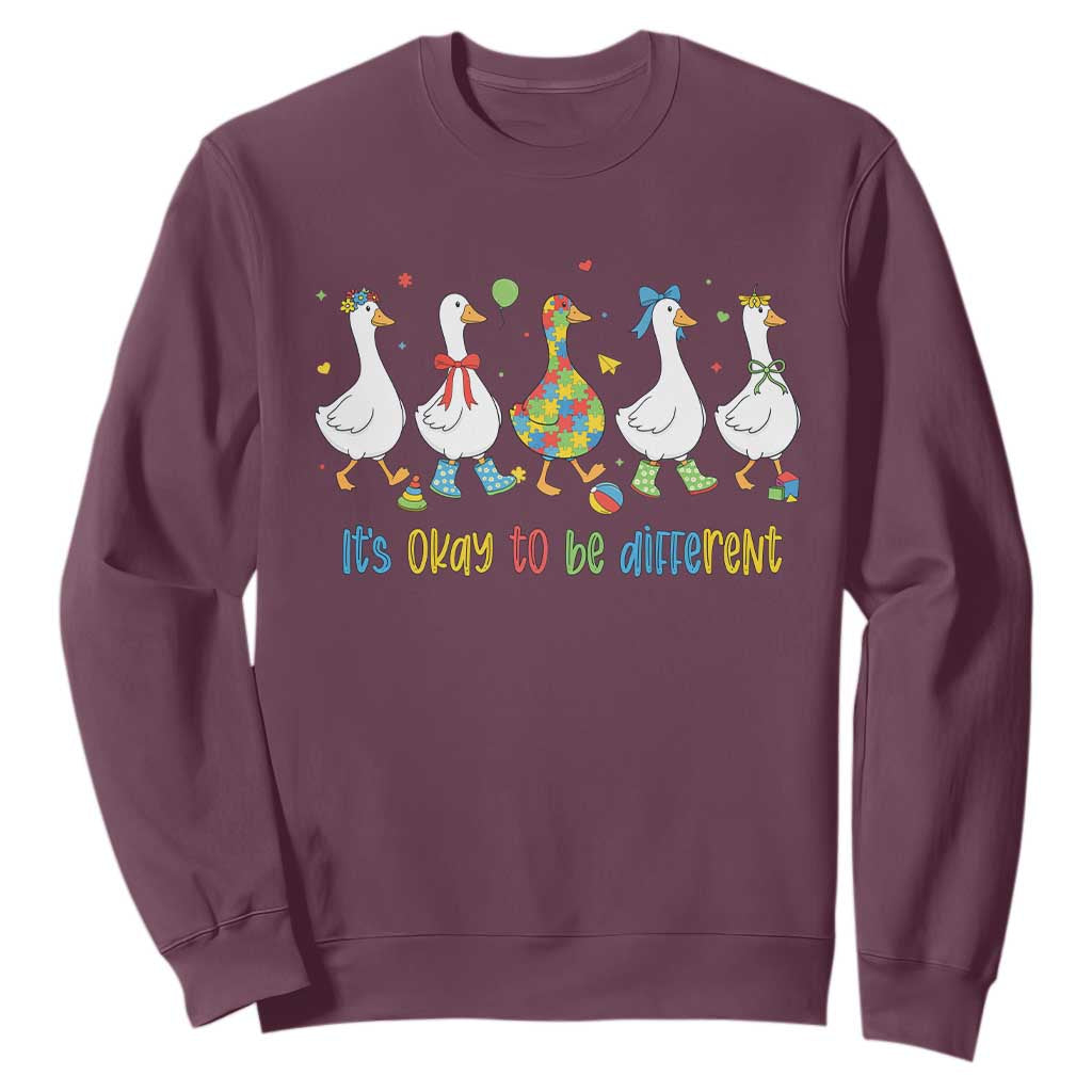 Funny Autistic Goose Sweatshirt It Is Okay To Be Different Autism Awareness