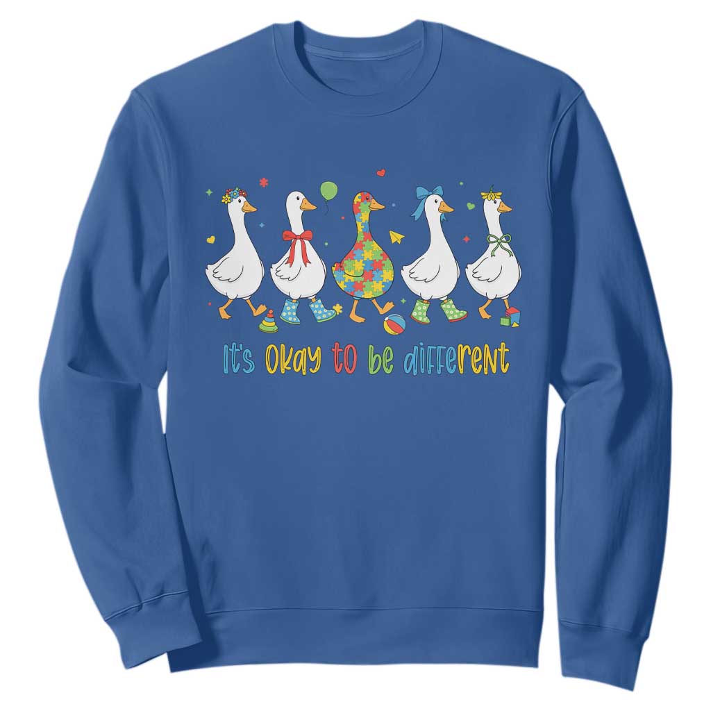 Funny Autistic Goose Sweatshirt It Is Okay To Be Different Autism Awareness
