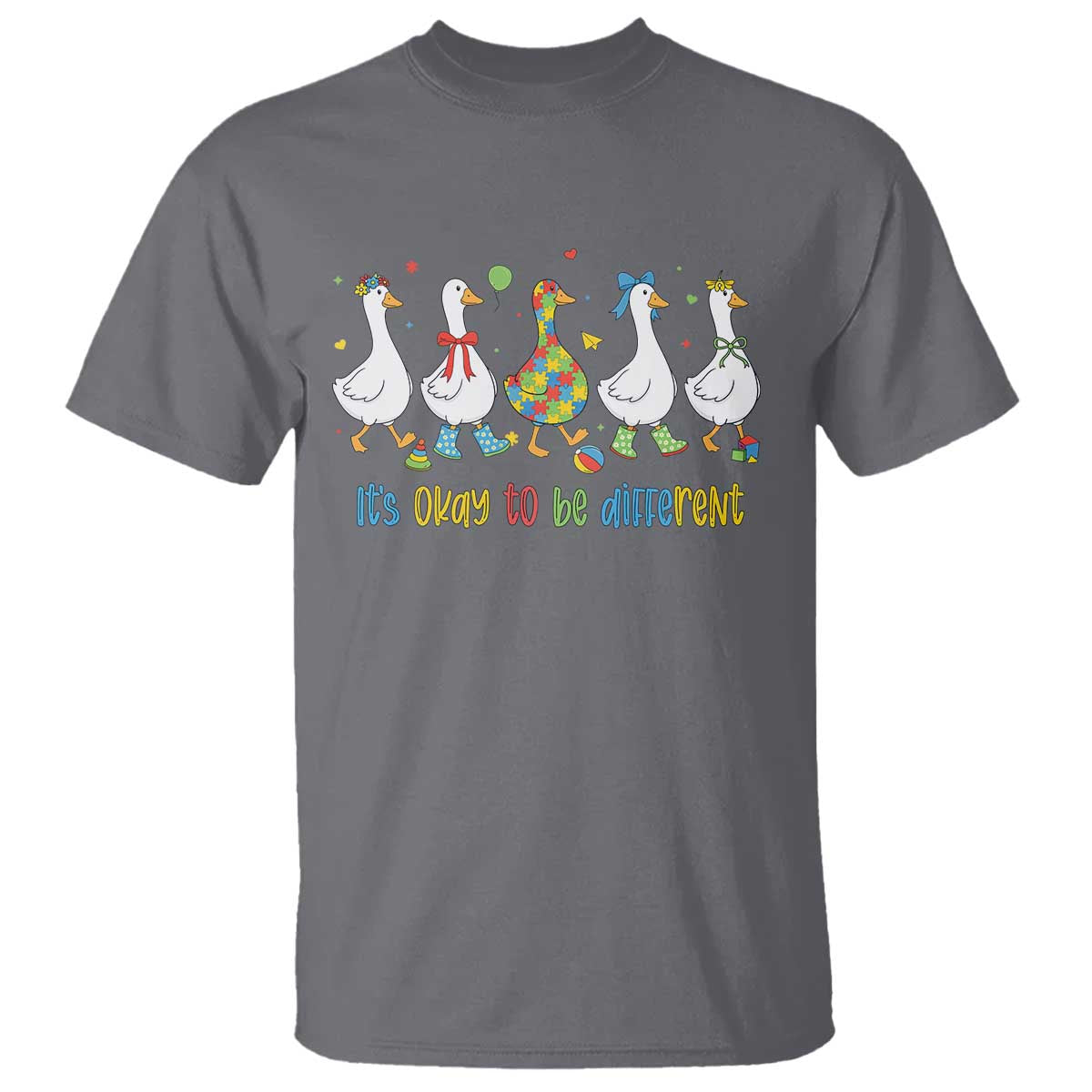 Funny Autistic Goose T Shirt It Is Okay To Be Different Autism Awareness