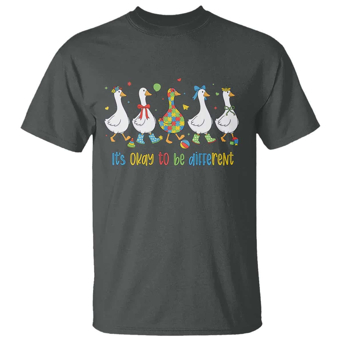 Funny Autistic Goose T Shirt It Is Okay To Be Different Autism Awareness