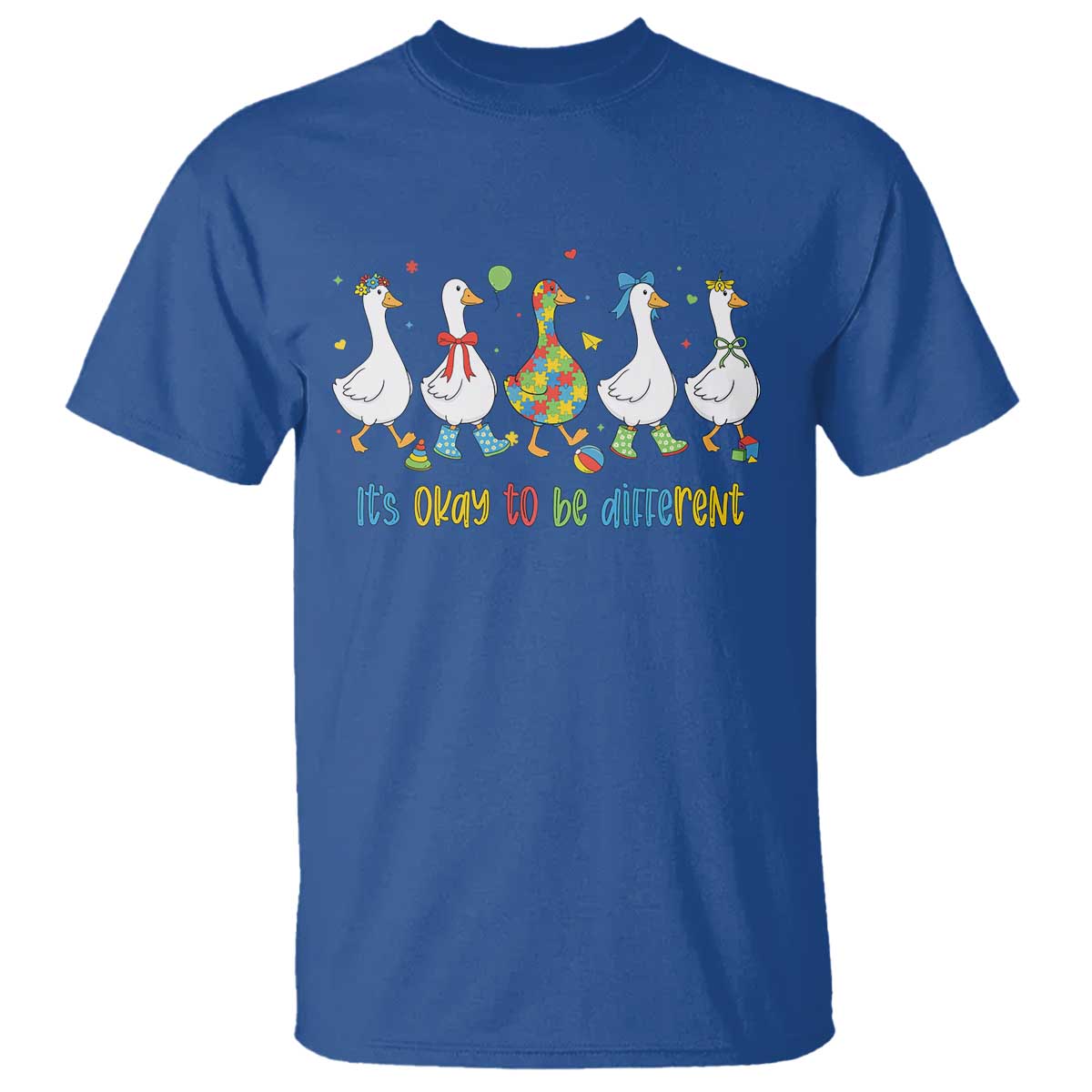 Funny Autistic Goose T Shirt It Is Okay To Be Different Autism Awareness