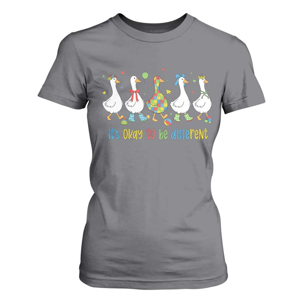 Funny Autistic Goose T Shirt For Women It Is Okay To Be Different Autism Awareness