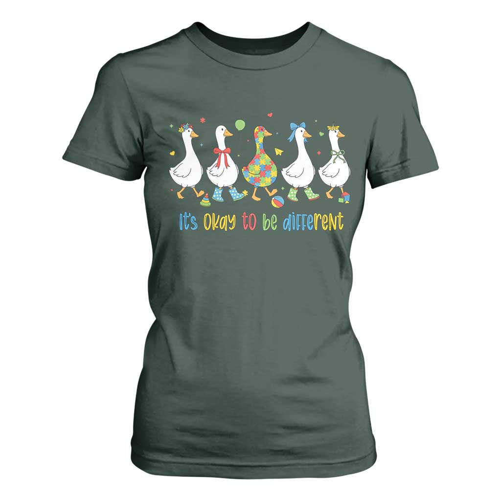 Funny Autistic Goose T Shirt For Women It Is Okay To Be Different Autism Awareness