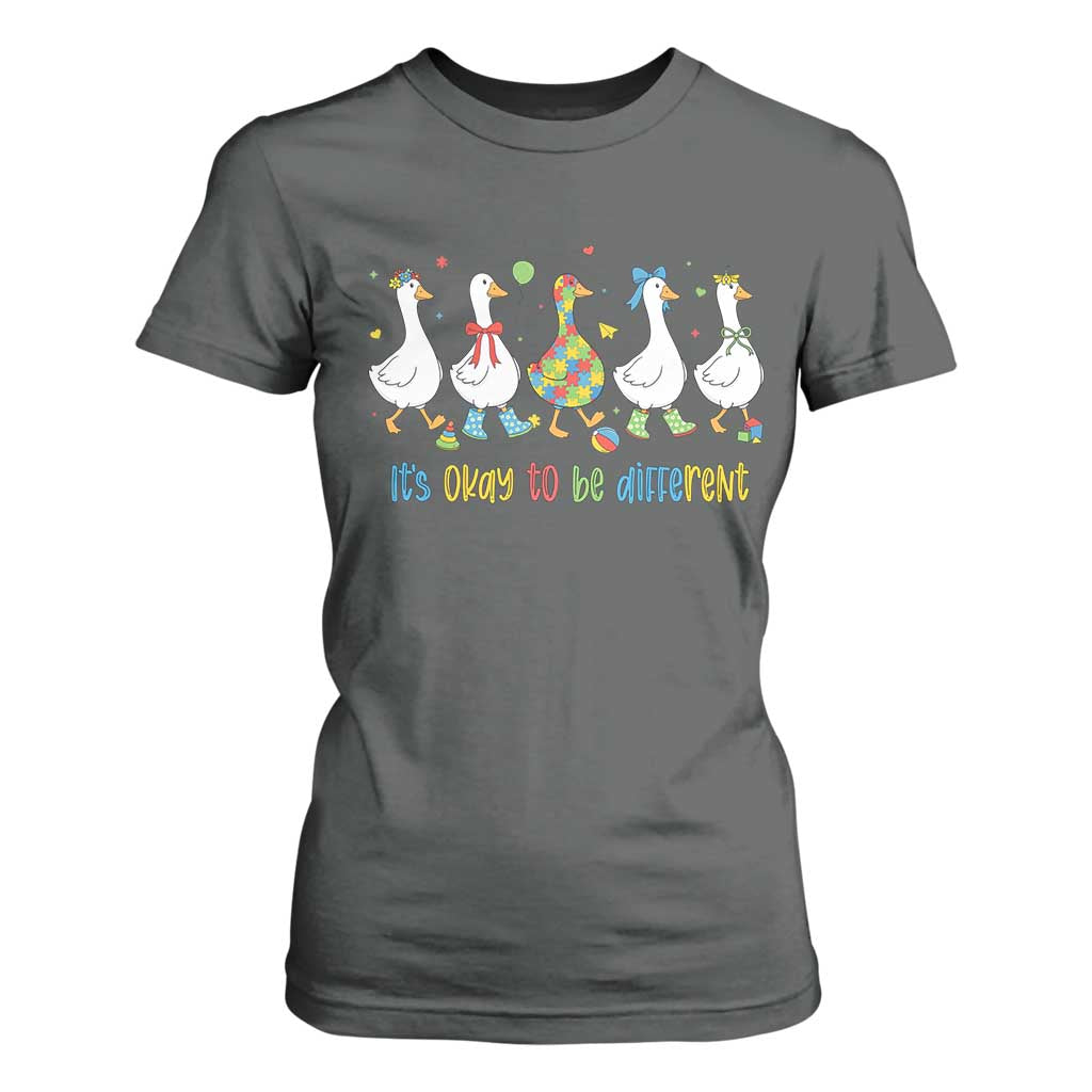 Funny Autistic Goose T Shirt For Women It Is Okay To Be Different Autism Awareness