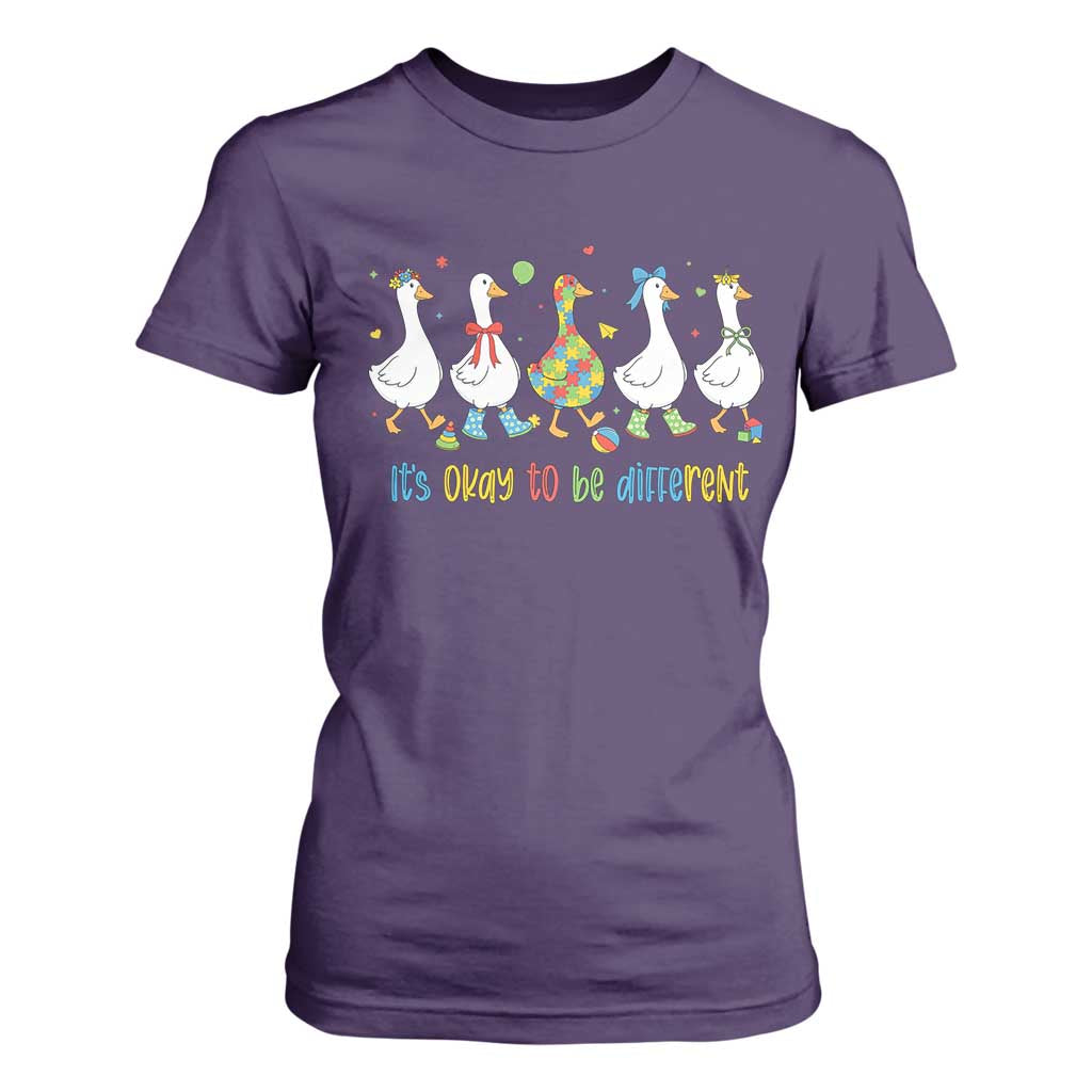Funny Autistic Goose T Shirt For Women It Is Okay To Be Different Autism Awareness