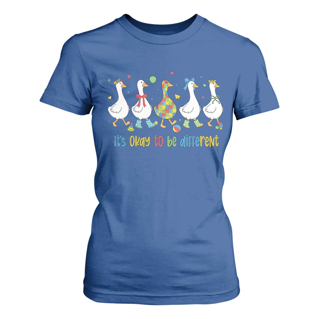 Funny Autistic Goose T Shirt For Women It Is Okay To Be Different Autism Awareness