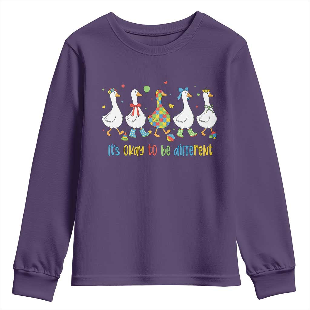 Funny Autistic Goose Youth Sweatshirt It Is Okay To Be Different Autism Awareness