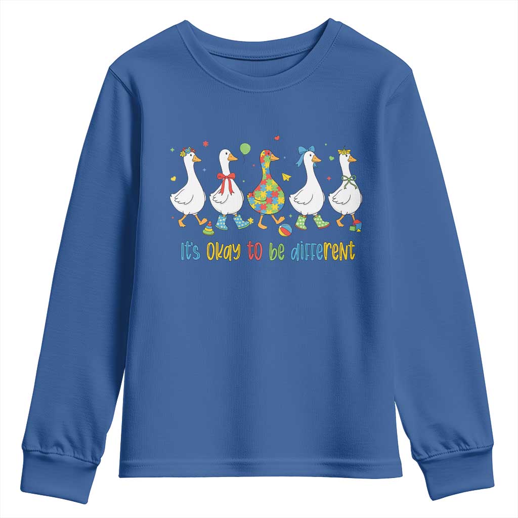 Funny Autistic Goose Youth Sweatshirt It Is Okay To Be Different Autism Awareness