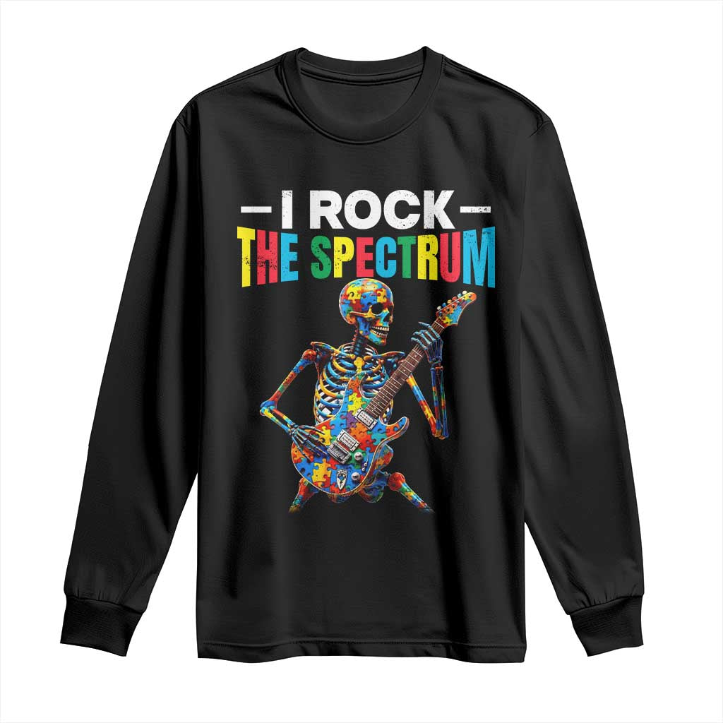 Autism Skeleton Rocker Long Sleeve Shirt I Rock The Spectrum Autism Awareness