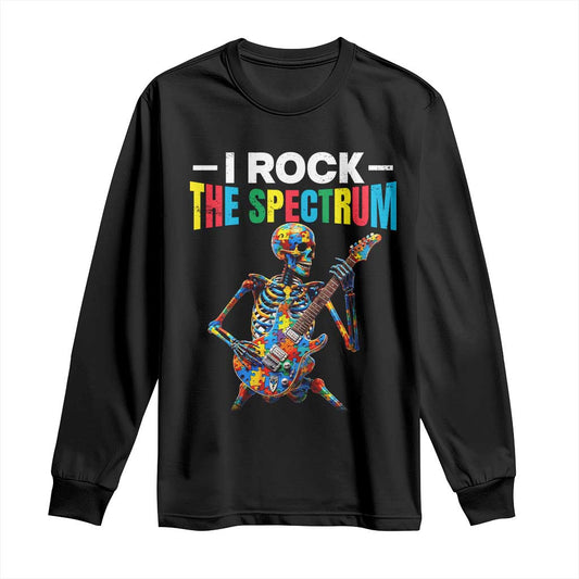 Autism Skeleton Rocker Long Sleeve Shirt I Rock The Spectrum Autism Awareness