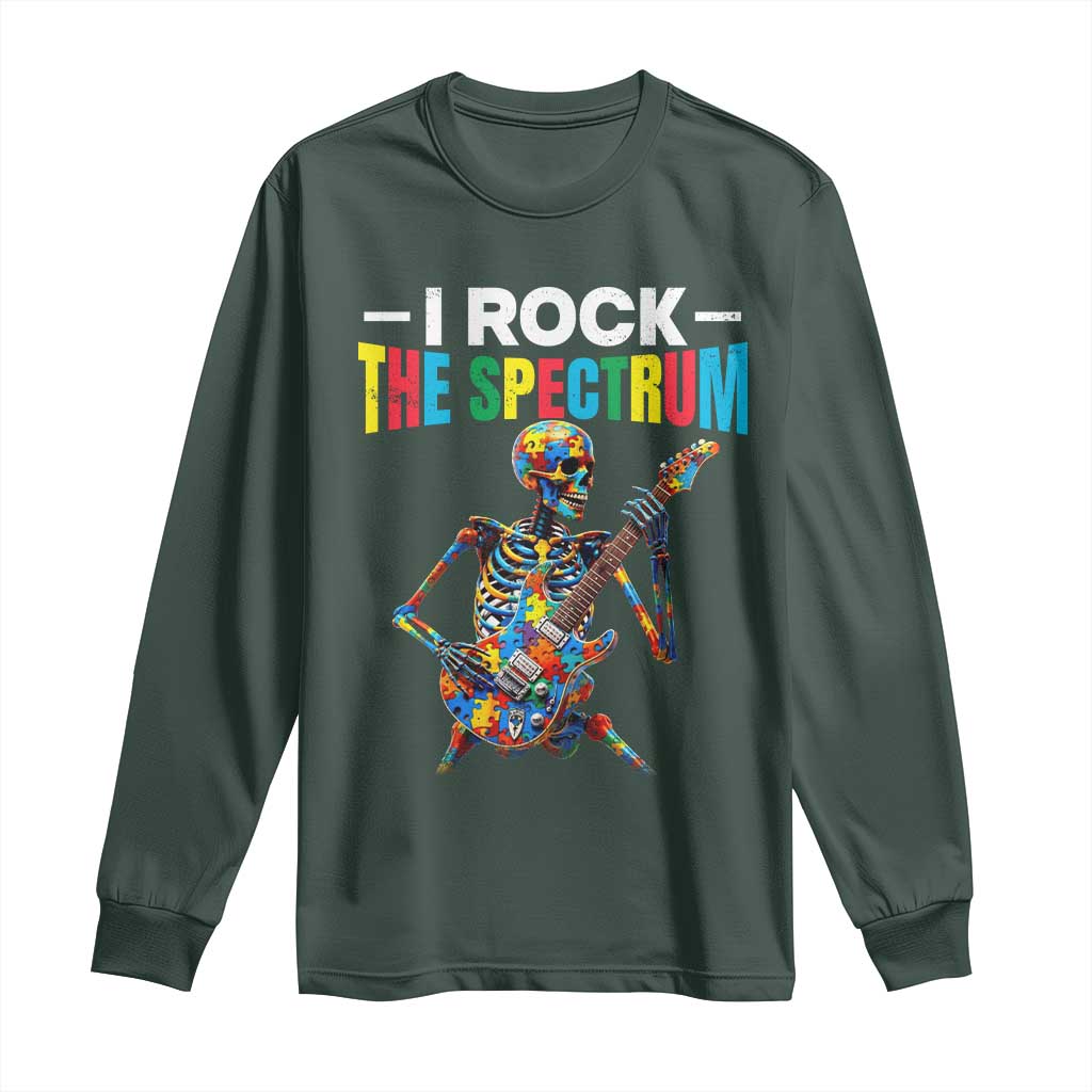 Autism Skeleton Rocker Long Sleeve Shirt I Rock The Spectrum Autism Awareness