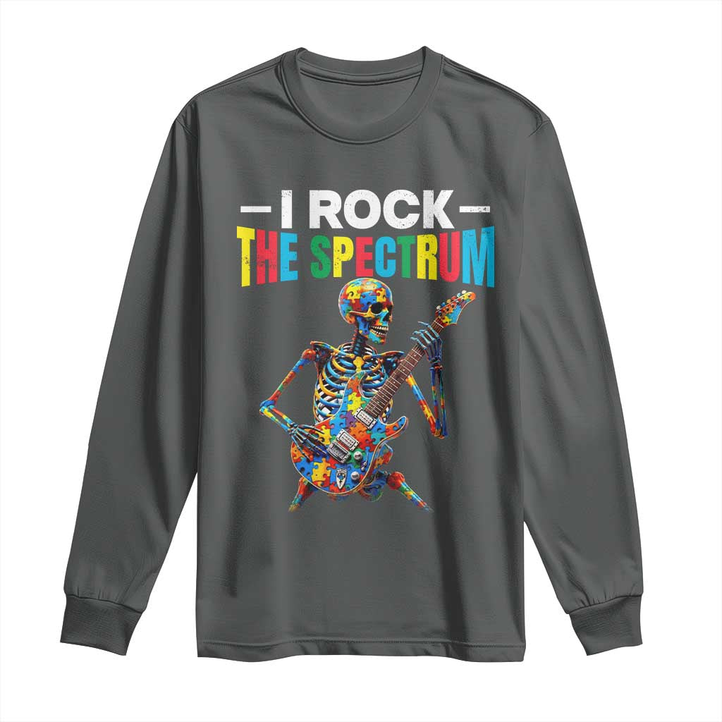 Autism Skeleton Rocker Long Sleeve Shirt I Rock The Spectrum Autism Awareness