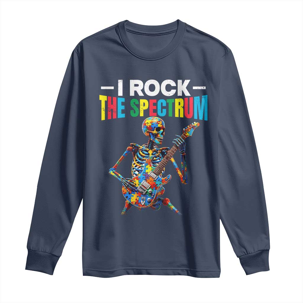 Autism Skeleton Rocker Long Sleeve Shirt I Rock The Spectrum Autism Awareness