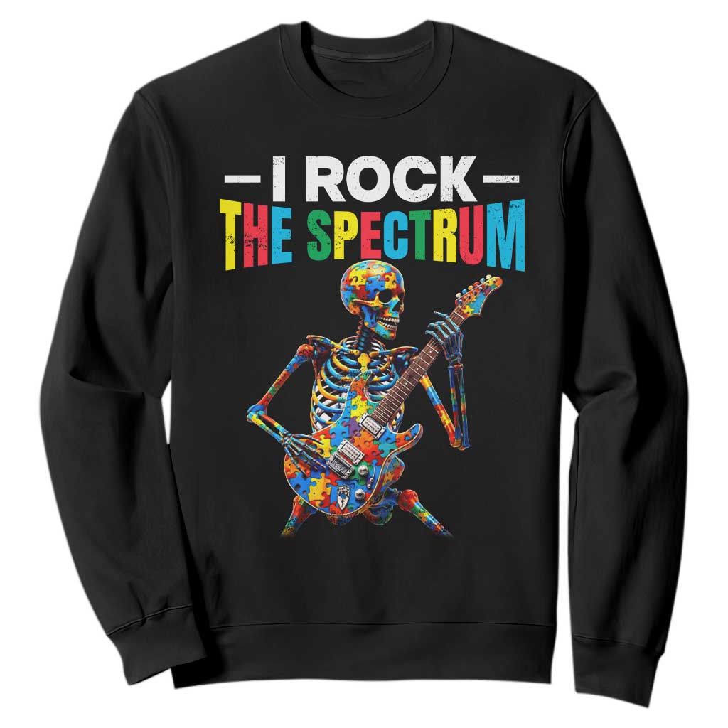 Autism Skeleton Rocker Sweatshirt I Rock The Spectrum Autism Awareness