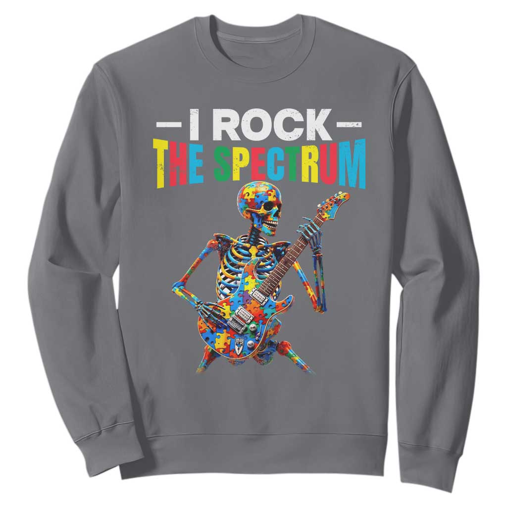 Autism Skeleton Rocker Sweatshirt I Rock The Spectrum Autism Awareness