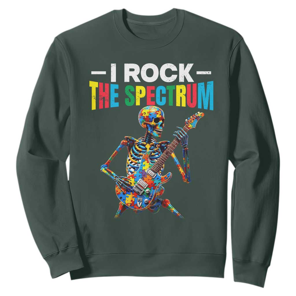 Autism Skeleton Rocker Sweatshirt I Rock The Spectrum Autism Awareness