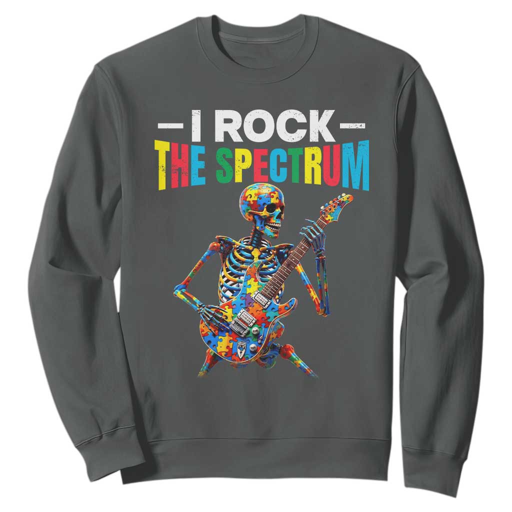 Autism Skeleton Rocker Sweatshirt I Rock The Spectrum Autism Awareness