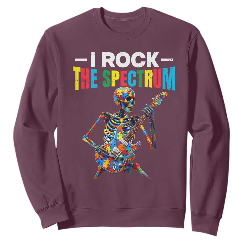 Autism Skeleton Rocker Sweatshirt I Rock The Spectrum Autism Awareness