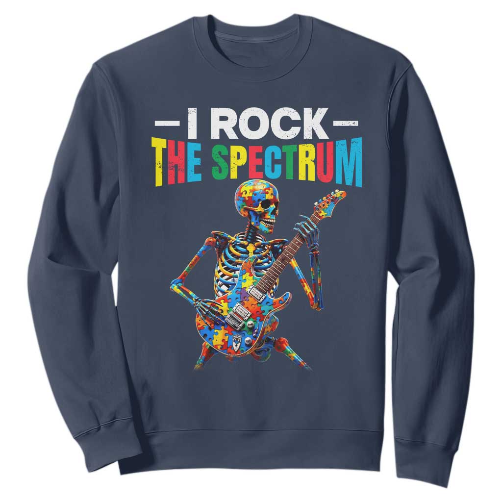 Autism Skeleton Rocker Sweatshirt I Rock The Spectrum Autism Awareness