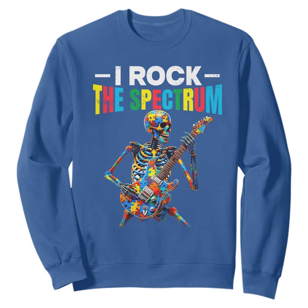 Autism Skeleton Rocker Sweatshirt I Rock The Spectrum Autism Awareness
