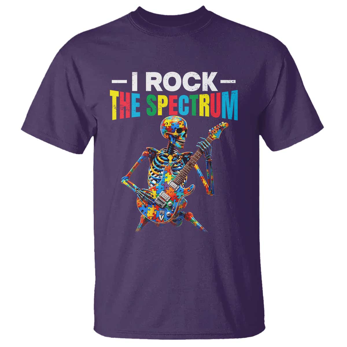 Autism Skeleton Rocker T Shirt I Rock The Spectrum Autism Awareness