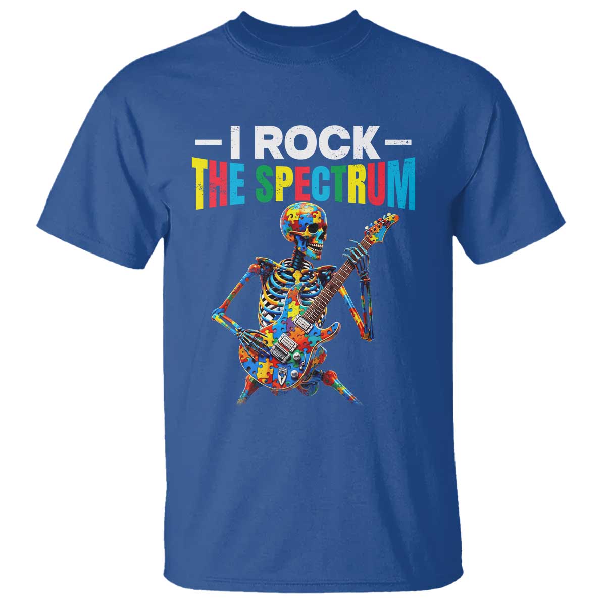 Autism Skeleton Rocker T Shirt I Rock The Spectrum Autism Awareness