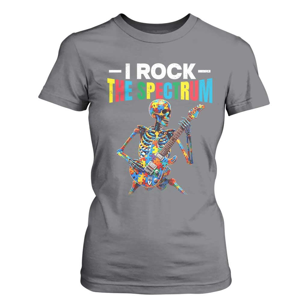 Autism Skeleton Rocker T Shirt For Women I Rock The Spectrum Autism Awareness