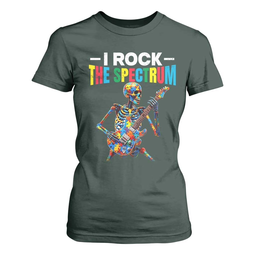 Autism Skeleton Rocker T Shirt For Women I Rock The Spectrum Autism Awareness