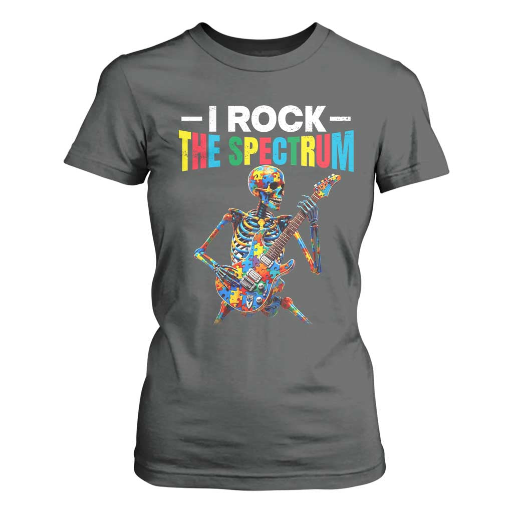 Autism Skeleton Rocker T Shirt For Women I Rock The Spectrum Autism Awareness